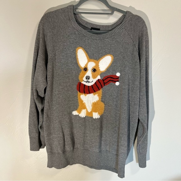 torrid Sweaters - Women's Torrid Cotton Pullover Raglan Sweater Corgi Winter Dog 14005421 Size XL